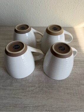 Food Network Farmstead White Stoneware Mugs Set Of 4